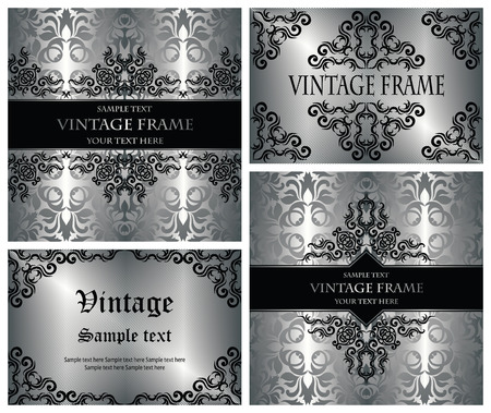 Vector set of cards with a vintage decoration. Stylish invitation   のイラスト素材