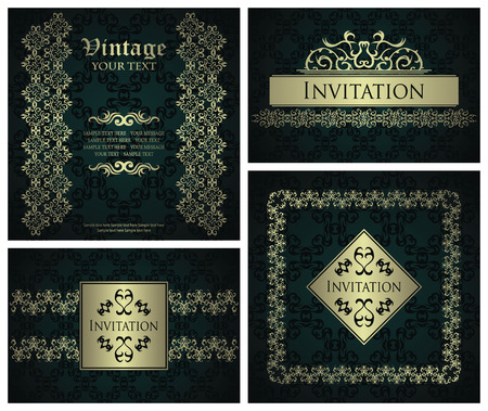 Set of vintage invitations. Vintage frame. Original style    のイラスト素材