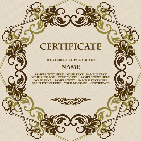 Template of certificate. Vintage frame. Pastel colors       のイラスト素材