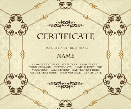 Template of certificate. Vintage frame. Seamless wallpaper, seamless background. Pastel colors       のイラスト素材