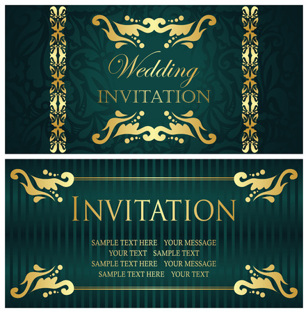 Template of wedding invitation. Vintage style, floral design     のイラスト素材