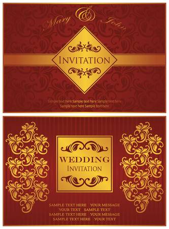 Set of two wedding invitation. Vintage cards with floral decoration. Seamless wallpaper. Luxury design. Modern style       のイラスト素材