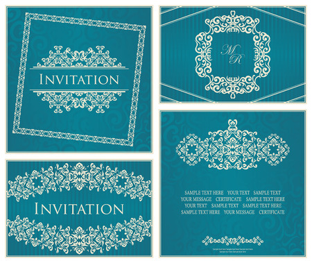 Set of vintage frames. Vintage seamless floral background. Can be used as invitation   のイラスト素材