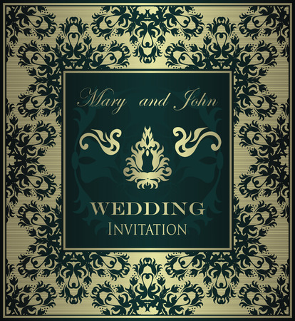 Invitation card in vintage style. Seamless striped background. Can be used as a wedding invitation   のイラスト素材