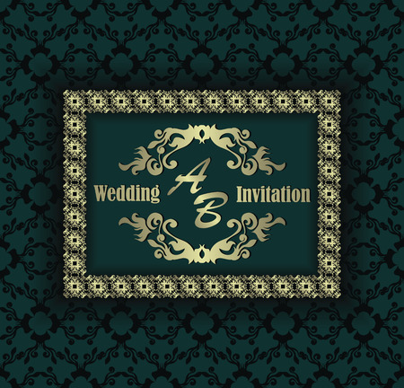 Wedding invitation in retro style. Seamless wallpaper   のイラスト素材