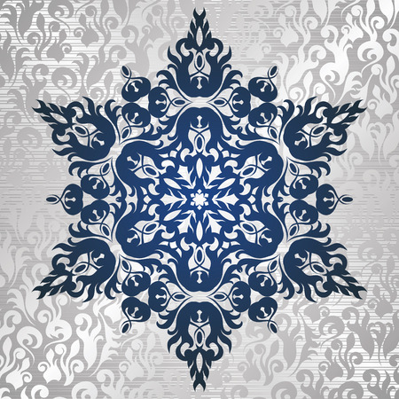 Decorative star on seamless wallpaper in silver     のイラスト素材