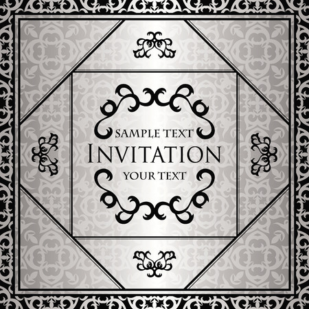 Vintage card on seamless background in a silver. Original designのイラスト素材