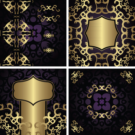 Set of modern invitations with vintage frame and lace decorationのイラスト素材