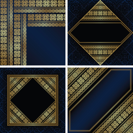 Set of vintage cards with frames and decorative borders. Vintage backgroundのイラスト素材