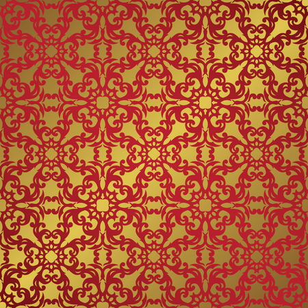 Template of vintage seamless pattern on red backgroundのイラスト素材