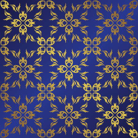 Template of vintage seamless pattern on blue backgroundのイラスト素材