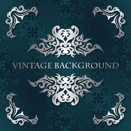 Invitation with a silver decoration on seamless background. Original styleのイラスト素材