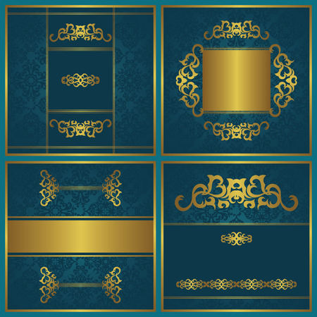 Set of cards with vintage decoration. All cards have seamless background. Original design.                          Vintage backgroundのイラスト素材