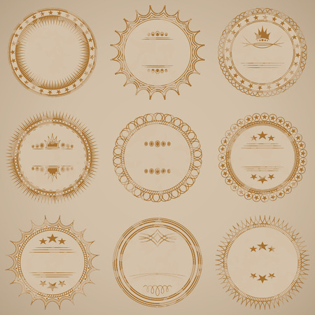 Grunge stamp collection. Set of templates of round labelsのイラスト素材