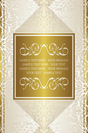 Vintage royal background, antique gold frame, beautiful wedding cardのイラスト素材