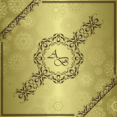 Vintage golden background, antique card, retro ornament, luxury designのイラスト素材