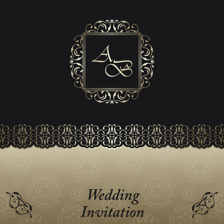 Vintage background decorated the retro ornament. Can be used as a wedding invitationのイラスト素材