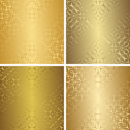 Set of luxury seamless patterns. Vintage design. Retro collection of golden   wallpaperのイラスト素材
