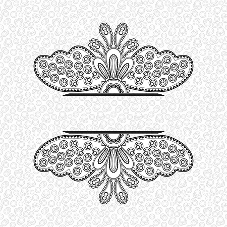 Ornament black and white card with frame. Can be used as coloring page or element for decorationのイラスト素材