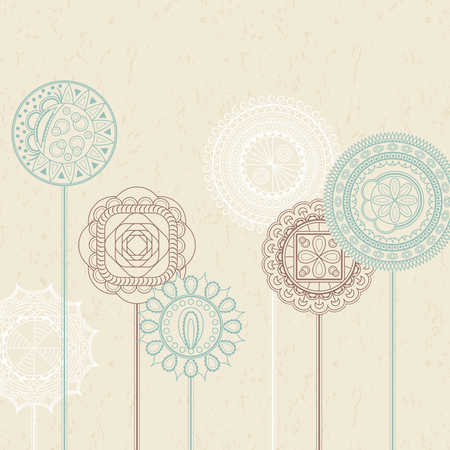 Retro background. Floral design in pastel colors. Grunge backgroundのイラスト素材