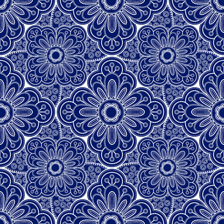 Seamless floral wallpaper. Vector background in a blueのイラスト素材