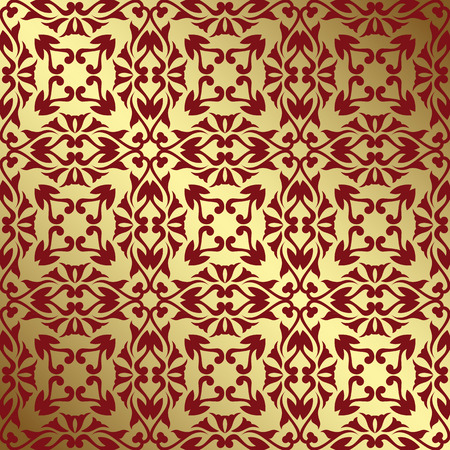Damask seamless pattern on a gold gradient background. Could be used as wallpaper, textile, wrapping paper, background and otherのイラスト素材