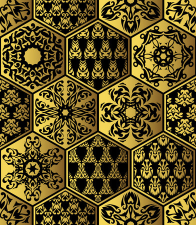 Patchwork vintage golden pattern. Original designのイラスト素材