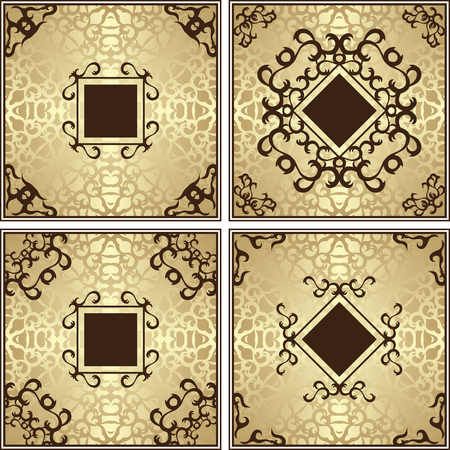 Set of cards with vintage elements. Retro luxury designのイラスト素材