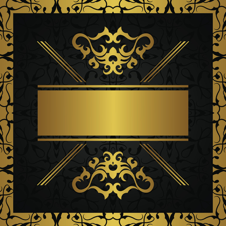 Luxury invitation card. Card have vintage decoration and gold backgroundのイラスト素材
