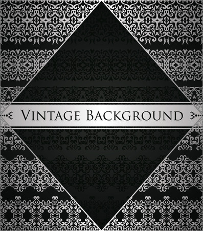 Luxury vintage background. Vector illustration with silver decorationのイラスト素材