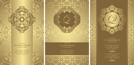 Vintage design for diploma or certificate and other. Set of templates for decoration. Retro luxury background        のイラスト素材