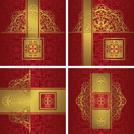Set of luxury vintage decorations. Set of invitation cards. Retro design  のイラスト素材