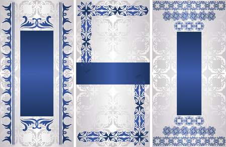 Set of three vintage invitations. Luxury design. Can be used for Christmas decorationのイラスト素材