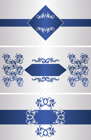 Set of three vintage invitations with luxury christmas design. Set of templates for Christmas cardsのイラスト素材