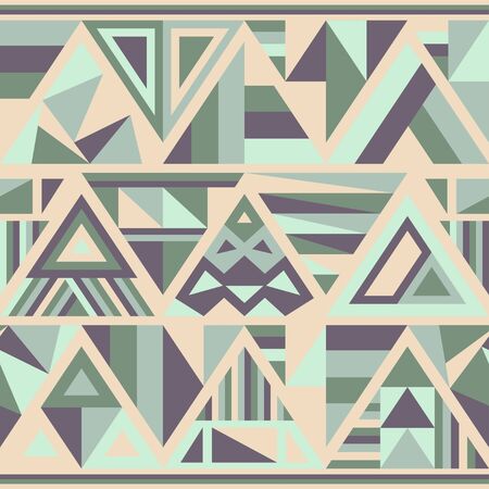 Abstract seamless triangle pattern, design for textiles and packing, title ceramic, vector illustration. Retro colorのイラスト素材