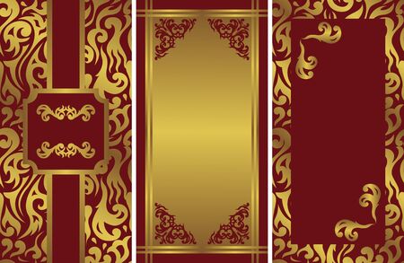 Set of three vintage stylish covers for card or invitation. Can be used for your design. Floral luxury decoration    のイラスト素材