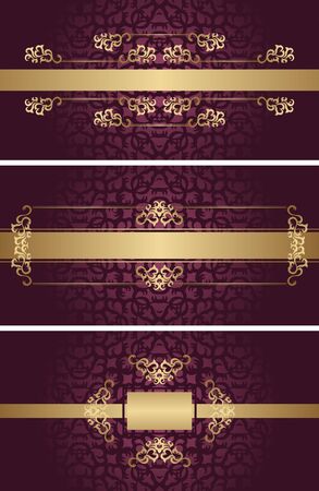 Set of three vintage stylish cards or invitations. Can be used for your design    のイラスト素材
