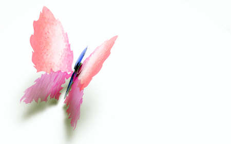 An artificially created image in the form of butterflies on a white background. 3D illustrationの写真素材