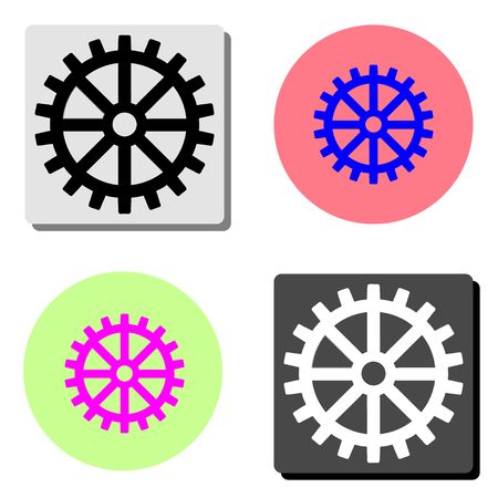 Gear. simple flat vector icon illustration on four different color backgroundsのイラスト素材