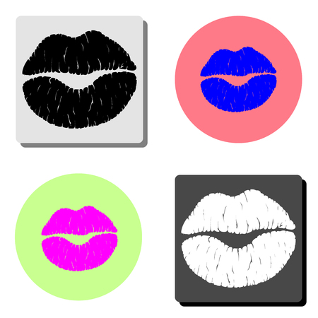 lips. simple flat vector icon illustration on four different color backgroundsのイラスト素材