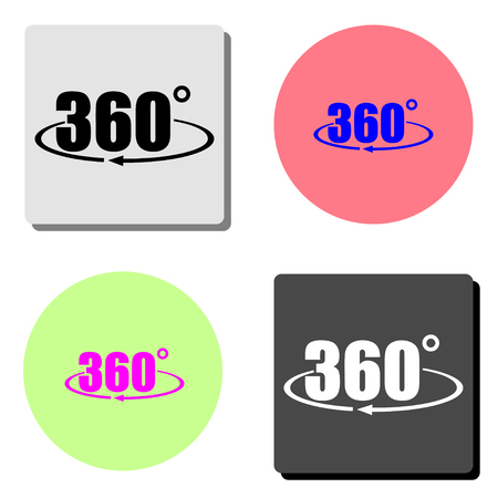 rotate 360 degrees. simple flat vector icon illustration on four different color backgroundsのイラスト素材