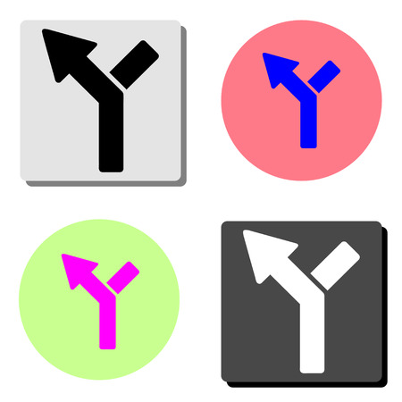 Traffic lanes at crossroads junction. simple flat vector icon illustration on four different color backgroundsのイラスト素材