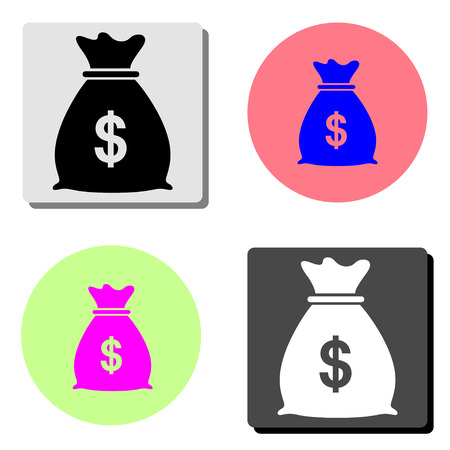 Money Bag. simple flat vector icon illustration on four different color backgroundsのイラスト素材