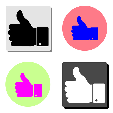 Hand Thumb Up. simple flat vector icon illustration on four different color backgroundsのイラスト素材