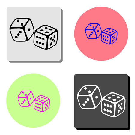 Dices. simple flat vector icon illustration on four different color backgroundsのイラスト素材