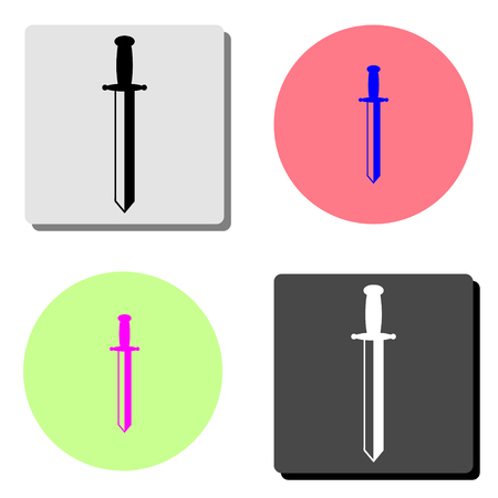 Sword. simple flat vector icon illustration on four different color backgroundsのイラスト素材