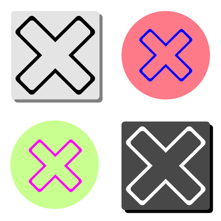 cancel. simple flat vector icon illustration on four different color backgroundsのイラスト素材
