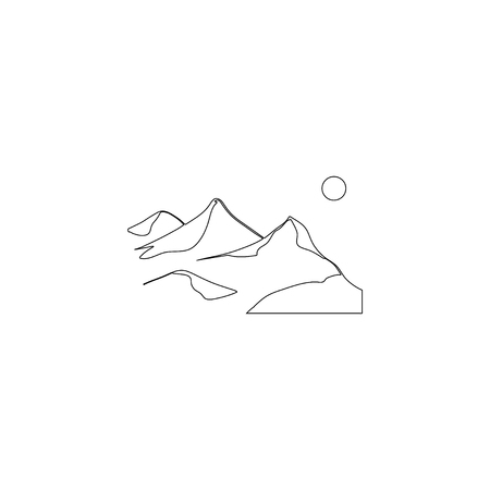 mountain. simple flat vector icon illustration. outline line symbol - editable strokeのイラスト素材