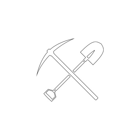 pick and shovel crossed. simple flat vector icon illustration. outline line symbol - editable strokeのイラスト素材