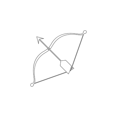 Bow and arrow. simple flat vector icon illustration. outline line symbol - editable strokeのイラスト素材
